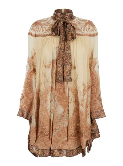 Zimmermann Hypnotic Batwing Mini Dress In Multi
