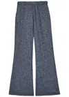 Zimmermann Hypnotic Belted Linen-blend Trousers In Blue