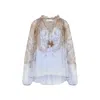 Zimmermann Womens Lilac Paisley Billow Printed Chiffon Blouse In Blue