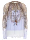 Zimmermann Printed Crepe Hypnotic Blouse In Blue