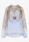 Zimmermann Womens Lilac Paisley Billow Printed Chiffon Blouse In Multi