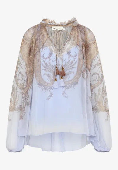 Zimmermann Lilac Paisley Hypnotic Billow Blouse In Purple