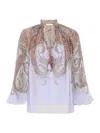 Zimmermann Womens Lilac Paisley Billow Printed Chiffon Blouse In Multi