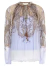 Zimmermann Printed Crepe Hypnotic Blouse In Blue