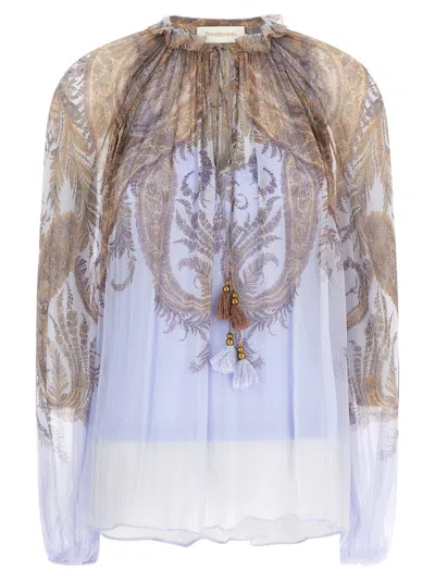 ZIMMERMANN HYPNOTIC BILLOW SHIRT AND BLOUSE PURPLE
