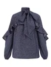 Zimmermann Hypnotic Chambray Linen-blend Blouse In Blue