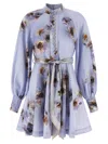 Zimmermann Mini Dress With Buttons Hypnotic In Blue