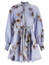 Zimmermann Mini Dress With Buttons Hypnotic In Blue