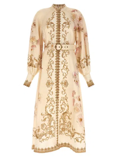 Zimmermann Hypnotic Buttoned Midi Dress In Gold