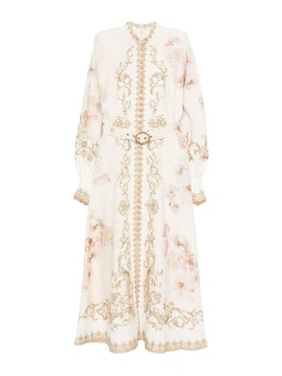 Zimmermann Hypnotic Buttoned Midi Dress In White