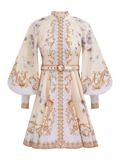 Zimmermann Hypnotic Buttoned Mini Dress In Multi
