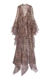 Zimmermann Hypnotic Cascading Maxi Silk Dress In Multi