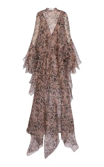 Zimmermann Hypnotic Cascading Maxi Silk Dress In Multi