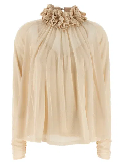 Zimmermann Hypnotic Crochet Trim Top In Neutral