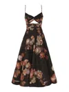 Zimmermann Hypnotic Embellished Belted Cutout Linen And Silk-blend Midi Dress In Multi