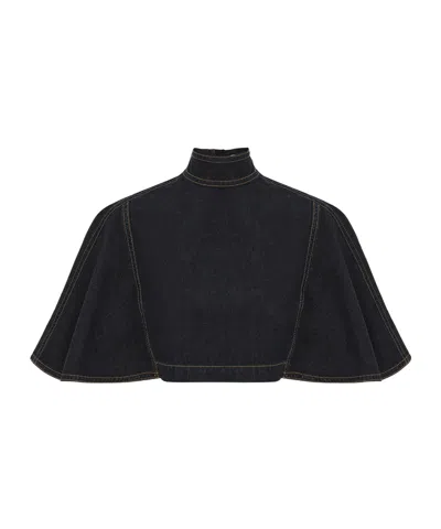 Zimmermann Hypnotic Denim Capelet In Blue