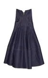 Zimmermann Hypnotic Denim Midi Cotton Blend Skirt In Dark Wash