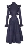 Zimmermann Hypnotic Denim Midi Cotton Dress In Dark Wash