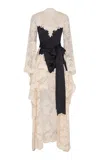 Zimmermann Hypnotic Draped Silk-satin Dress In Black,white