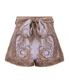 Zimmermann Hypnotic Flat Front Short In Pattern