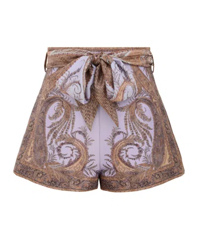 Zimmermann Hypnotic Flat Front Short In Pattern