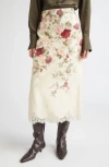 Zimmermann Cream Cascade Print Hypnotic Pencil Skirt In Multi