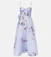 Zimmermann Womens Lilac Poppy Hypnotic Bodice Linen And Silk Midi Dress In Purple