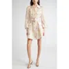 Zimmermann Hypnotic Floral Print Long Sleeve Organza Shirtdress In Neutral