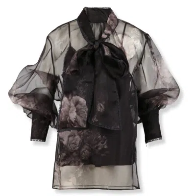 ZIMMERMANN HYPNOTIC FLORAL PRINT ORGANZA BLOUSE