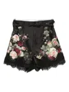 Zimmermann Hypnotic Lace Trim Silk And Cotton Short In Black
