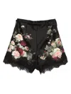 Zimmermann Belted Lace-trimmed Floral-print Silk And Cotton-blend Twill Shorts In Black