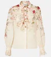 Zimmermann Printed Ramie Hypnotic Shirt In Sand
