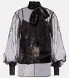 Zimmermann Hypnotic Floral Silk Organza Blouse In Black