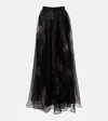 Zimmermann Hypnotic Floral Silk Organza Maxi Skirt In Black