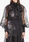 Zimmermann Hypnotic Floral Silk Organza Blouse In Black