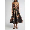 Zimmermann Hypnotic Embellished Belted Cutout Linen And Silk-blend Midi Dress In Black