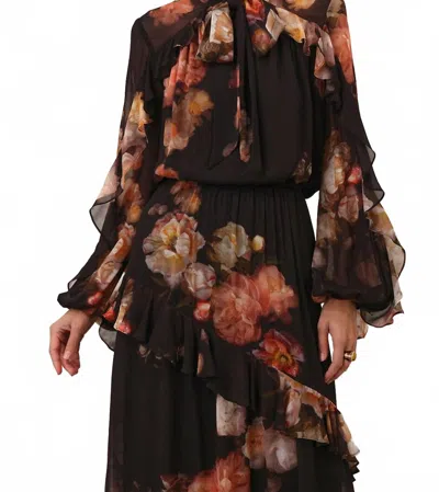 Zimmermann Hypnotic Flutter Blouse In Russet Floral In Brown