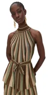 Zimmermann Hypnotic Halter Top Metallic Green Stripe In Multi