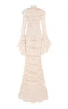 Zimmermann Hypnotic Hand Crochet Cotton Gown In Ivory