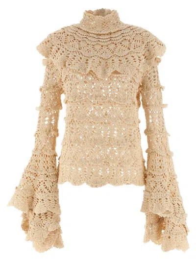 Zimmermann Hypnotic Hand Crochet Sweater In Neutral