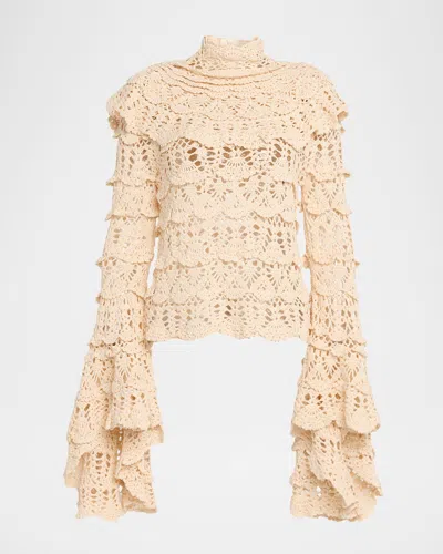 Zimmermann Hypnotic Hand Crochet Sweater In Neutral