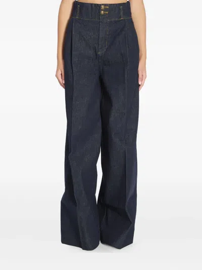Zimmermann Hypnotic High-waist Pleated Wide Jeans In Blue