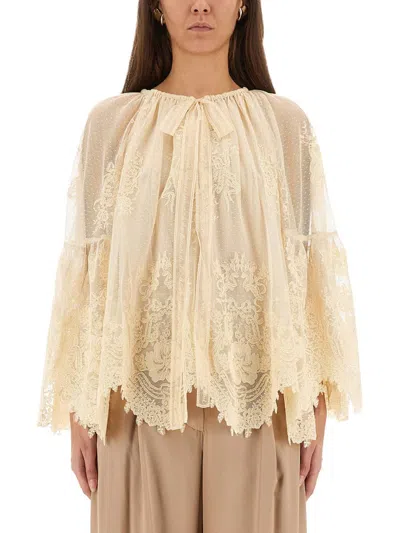 Zimmermann "hypnotic" Lace Blouse In Brown