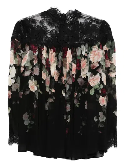 Zimmermann Hypnotic Lace-insert Pleated Blouse In Black