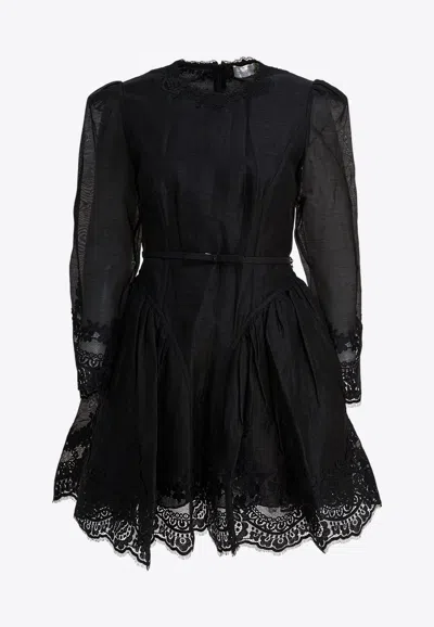 Zimmermann Hypnotic Lace Mini Dress In Black