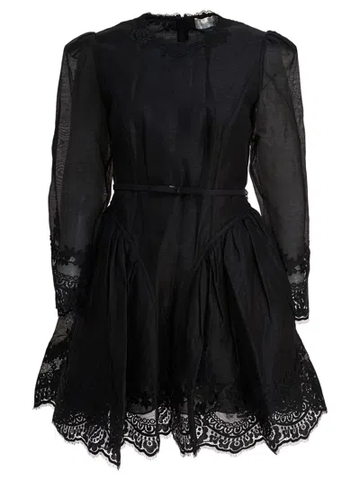 Zimmermann Hypnotic Lace Mini Dress In Black