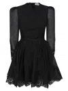 Zimmermann Lace-trimmed Silk And Linen Minidress In Black
