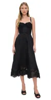 Zimmermann Hypnotic Picnic Belted Lace-trimmed Linen And Silk-blend Midi Dress In Black