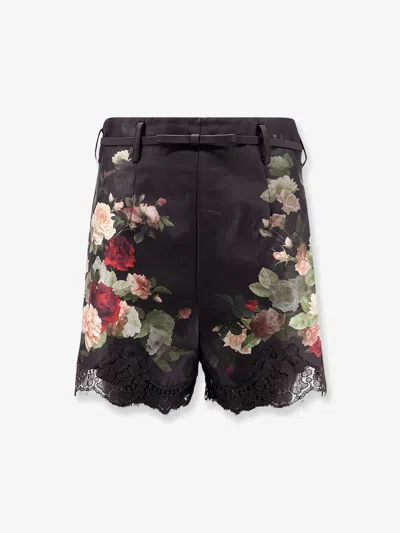 Zimmermann Hypnotic Lace Trim Silk And Cotton Short In Black