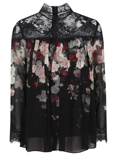 Zimmermann Hypnotic Lace Yoke Blouse Viscose Shirt In Black